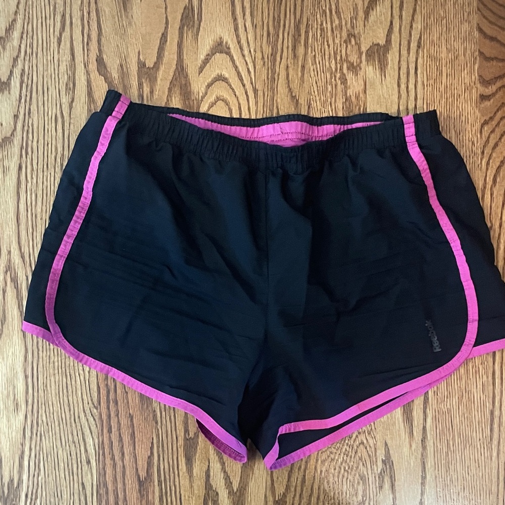 Reebok Women's Black Shorts with Pink Trim